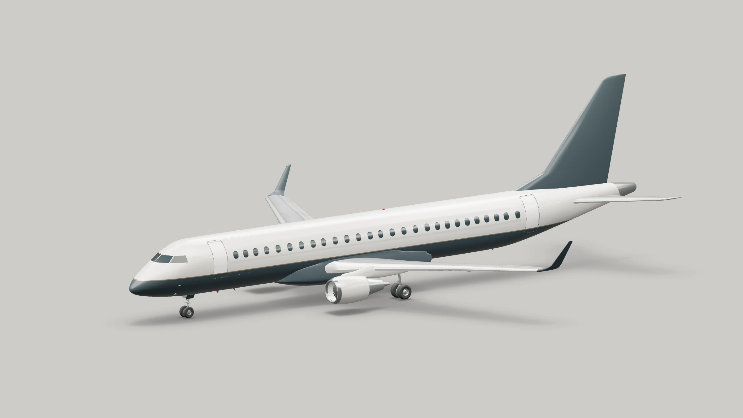 Embraer Lineage 1000 в светлой студии, вид спереди и сбоку